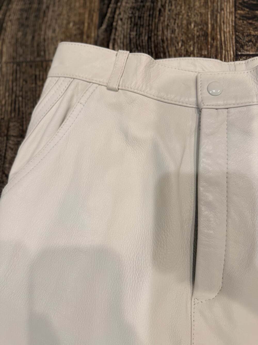Suzelle Vintage Off-White 100% Leather Pants Size 12 - Picture 8 of 11